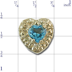 Y415 14K HEART SWISS BLUE TOPAZ SLIDE 